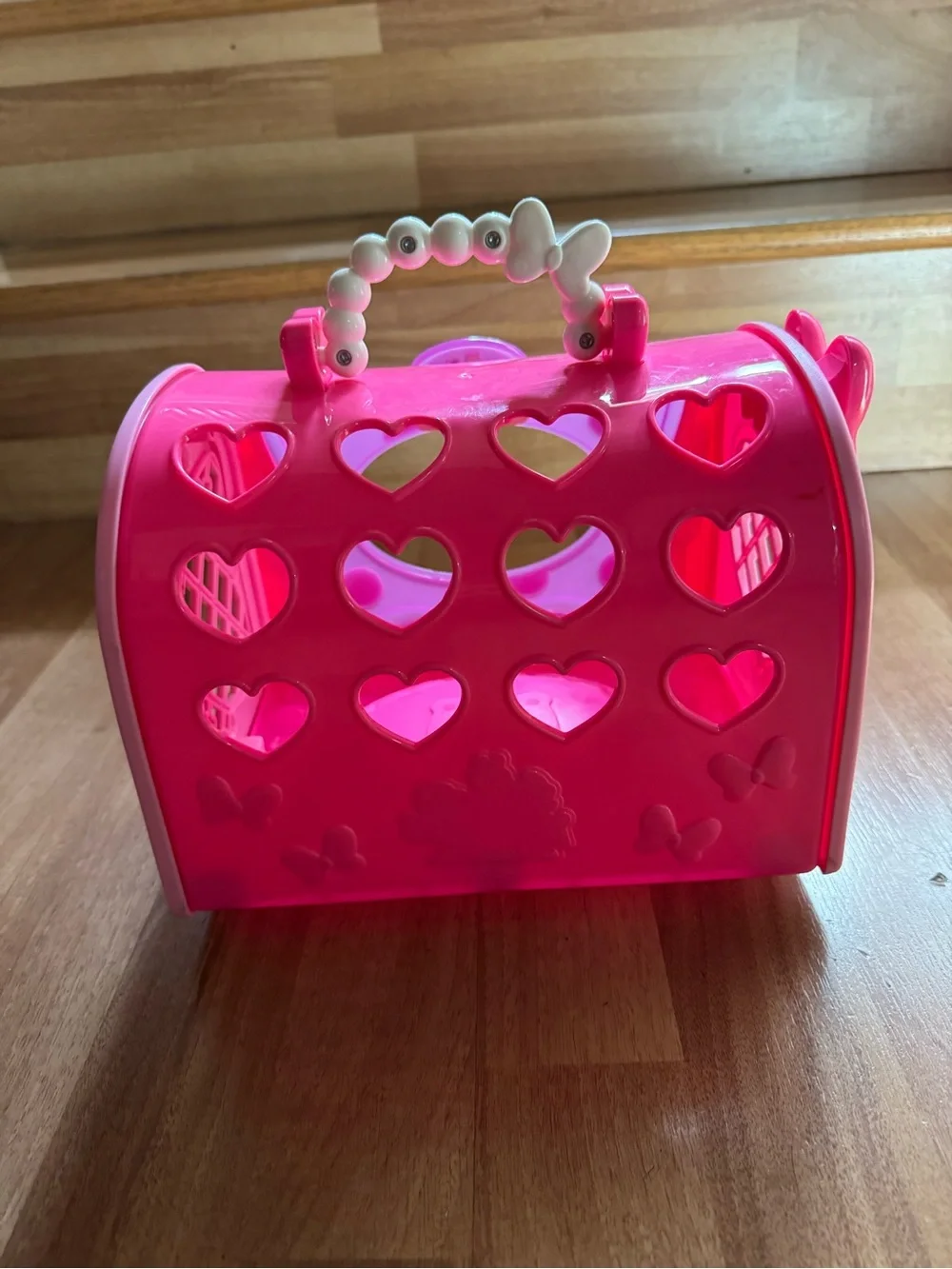 Disney Bright Pink Minnie-Inspired Toy Carrier with Beaded Handle